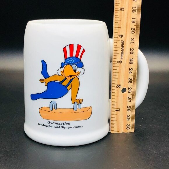 1984 Los Angeles Olympic Games Gymnastics Coffee Mug Uncle Sam Eagle Mascot - Picture 10 of 10